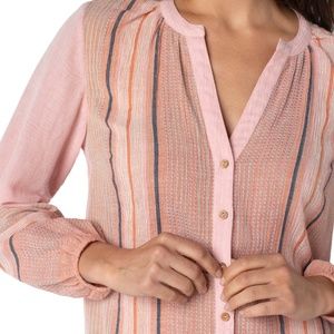 NWT Liverpool  Button Front Shirred Blouse